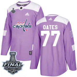 Youth Washington Capitals Adam Oates Adidas Authentic Fights Cancer Practice 2018 Stanley Cup Final Patch Jersey - Purple