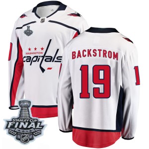 Youth Washington Capitals Nicklas Backstrom Fanatics Branded Breakaway Away 2018 Stanley Cup Final Patch Jersey - White