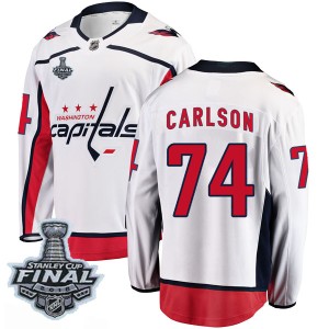 Youth Washington Capitals John Carlson Fanatics Branded Breakaway Away 2018 Stanley Cup Final Patch Jersey - White