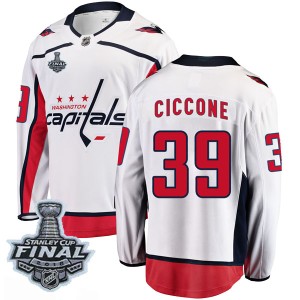 Youth Washington Capitals Enrico Ciccone Fanatics Branded Breakaway Away 2018 Stanley Cup Final Patch Jersey - White