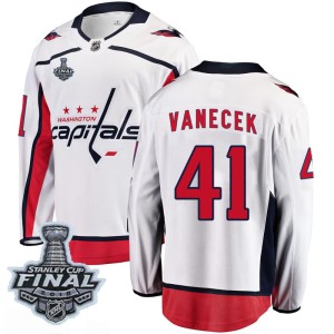 Youth Washington Capitals Vitek Vanecek Fanatics Branded Breakaway Away 2018 Stanley Cup Final Patch Jersey - White