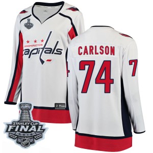Women's Washington Capitals John Carlson Fanatics Branded Breakaway Away 2018 Stanley Cup Final Patch Jersey - White