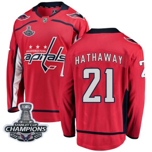 Youth Washington Capitals Garnet Hathaway Fanatics Branded Breakaway Home 2018 Stanley Cup Champions Patch Jersey - Red