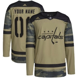 Men's Washington Capitals Custom Adidas Authentic Military Appreciation Practice Jersey - Camo