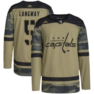 Men's Washington Capitals Rod Langway Adidas Authentic Military Appreciation Practice Jersey - Camo