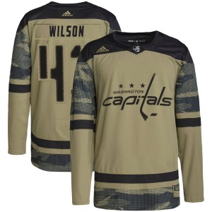 Men's Washington Capitals Tom Wilson Adidas Authentic Military Appreciation Practice Jersey - Camo