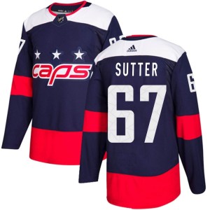 Youth Washington Capitals Riley Sutter Adidas Authentic 2018 Stadium Series Jersey - Navy Blue