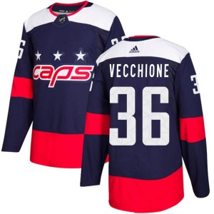 Youth Washington Capitals Mike Vecchione Adidas Authentic 2018 Stadium Series Jersey - Navy Blue