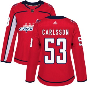 Women's Washington Capitals Gabriel Carlsson Adidas Authentic Home Jersey - Red