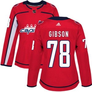 Women's Washington Capitals Mitchell Gibson Adidas Authentic Home Jersey - Red