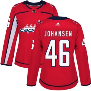Women's Washington Capitals Lucas Johansen Adidas Authentic Home Jersey - Red