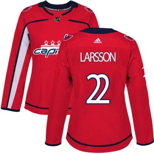Women's Washington Capitals Johan Larsson Adidas Authentic Home Jersey - Red