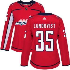 Women's Washington Capitals Henrik Lundqvist Adidas Authentic Home Jersey - Red