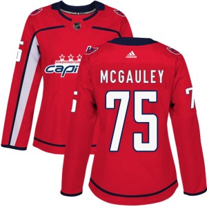 Women's Washington Capitals Tim McGauley Adidas Authentic Home Jersey - Red