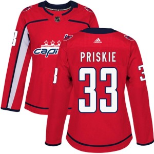 Women's Washington Capitals Chase Priskie Adidas Authentic Home Jersey - Red