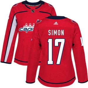 Women's Washington Capitals Chris Simon Adidas Authentic Home Jersey - Red