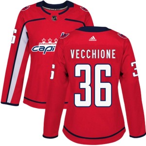 Women's Washington Capitals Mike Vecchione Adidas Authentic Home Jersey - Red