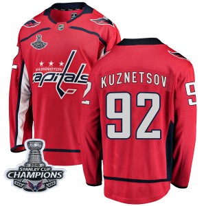 Men's Washington Capitals Evgeny Kuznetsov Fanatics Branded Breakaway Home 2018 Stanley Cup Champions Patch Jersey - Red