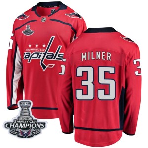 Men's Washington Capitals Parker Milner Fanatics Branded Breakaway Home 2018 Stanley Cup Champions Patch Jersey - Red