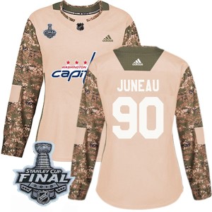 Women's Washington Capitals Joe Juneau Adidas Authentic Veterans Day Practice 2018 Stanley Cup Final Patch Jersey - Camo