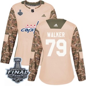 Women's Washington Capitals Nathan Walker Adidas Authentic Veterans Day Practice 2018 Stanley Cup Final Patch Jersey - Camo