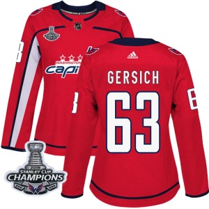 Women's Washington Capitals Shane Gersich Adidas Authentic Home 2018 Stanley Cup Champions Patch Jersey - Red