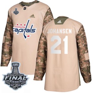 Youth Washington Capitals Lucas Johansen Adidas Authentic Veterans Day Practice 2018 Stanley Cup Final Patch Jersey - Camo