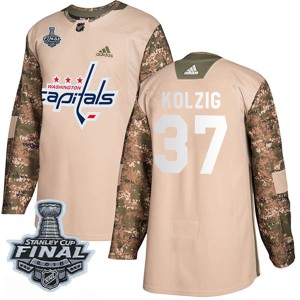 Youth Washington Capitals Olaf Kolzig Adidas Authentic Veterans Day Practice 2018 Stanley Cup Final Patch Jersey - Camo