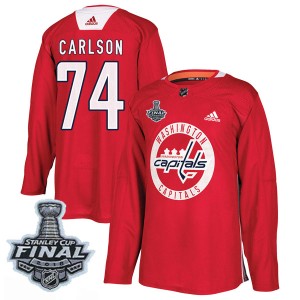Men's Washington Capitals John Carlson Adidas Authentic Practice 2018 Stanley Cup Final Patch Jersey - Red