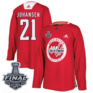 Men's Washington Capitals Lucas Johansen Adidas Authentic Practice 2018 Stanley Cup Final Patch Jersey - Red