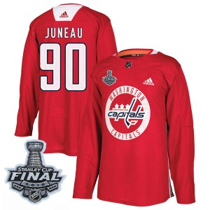 Men's Washington Capitals Joe Juneau Adidas Authentic Practice 2018 Stanley Cup Final Patch Jersey - Red