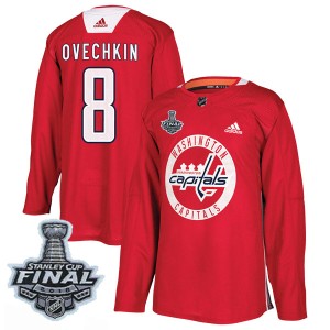 Men's Washington Capitals Alexander Ovechkin Adidas Authentic Practice 2018 Stanley Cup Final Patch Jersey - Red