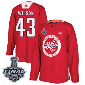Men's Washington Capitals Tom Wilson Adidas Authentic Practice 2018 Stanley Cup Final Patch Jersey - Red