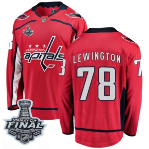 Men's Washington Capitals Tyler Lewington Fanatics Branded Breakaway Home 2018 Stanley Cup Final Patch Jersey - Red