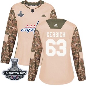 Women's Washington Capitals Shane Gersich Adidas Authentic Veterans Day Practice 2018 Stanley Cup Champions Patch Jersey - Camo