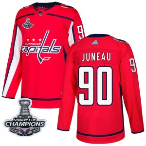 Men's Washington Capitals Joe Juneau Adidas Authentic Home 2018 Stanley Cup Champions Patch Jersey - Red