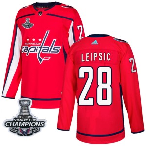 Men's Washington Capitals Brendan Leipsic Adidas Authentic Home 2018 Stanley Cup Champions Patch Jersey - Red