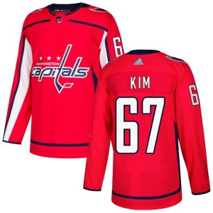 Men's Washington Capitals Michael Kim Adidas Authentic Home Jersey - Red