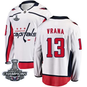 Men's Washington Capitals Jakub Vrana Fanatics Branded Breakaway Away 2018 Stanley Cup Champions Patch Jersey - White