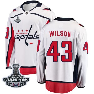 Men's Washington Capitals Tom Wilson Fanatics Branded Breakaway Away 2018 Stanley Cup Champions Patch Jersey - White