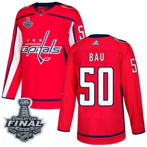 Youth Washington Capitals Mathias Bau Adidas Authentic Home 2018 Stanley Cup Final Patch Jersey - Red