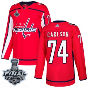 Youth Washington Capitals John Carlson Adidas Authentic Home 2018 Stanley Cup Final Patch Jersey - Red