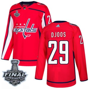 Youth Washington Capitals Christian Djoos Adidas Authentic Home 2018 Stanley Cup Final Patch Jersey - Red