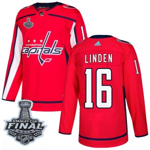 Youth Washington Capitals Trevor Linden Adidas Authentic Home 2018 Stanley Cup Final Patch Jersey - Red