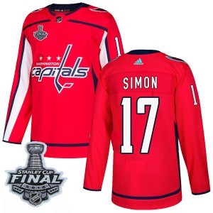 Youth Washington Capitals Chris Simon Adidas Authentic Home 2018 Stanley Cup Final Patch Jersey - Red