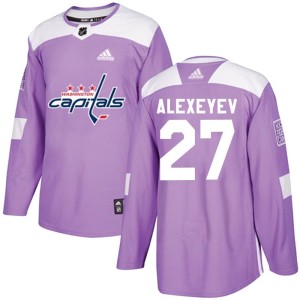 Men's Washington Capitals Alexander Alexeyev Adidas Authentic Fights Cancer Practice Jersey - Purple