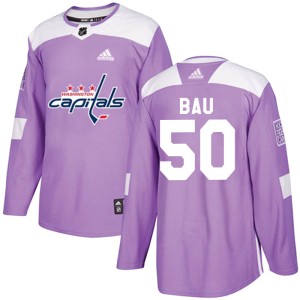 Men's Washington Capitals Mathias Bau Adidas Authentic Fights Cancer Practice Jersey - Purple
