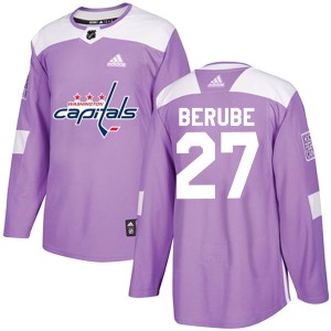 Men's Washington Capitals Craig Berube Adidas Authentic Fights Cancer Practice Jersey - Purple