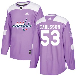 Men's Washington Capitals Gabriel Carlsson Adidas Authentic Fights Cancer Practice Jersey - Purple