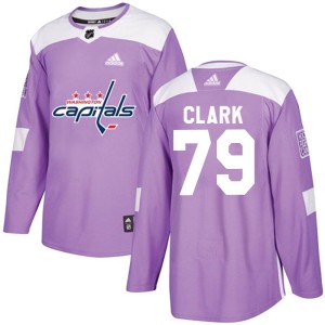 Men's Washington Capitals Chase Clark Adidas Authentic Fights Cancer Practice Jersey - Purple